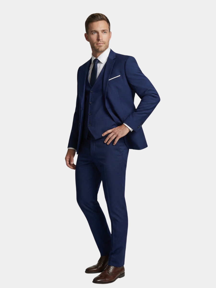 Wool Blend Three-Piece Suit Set for Men