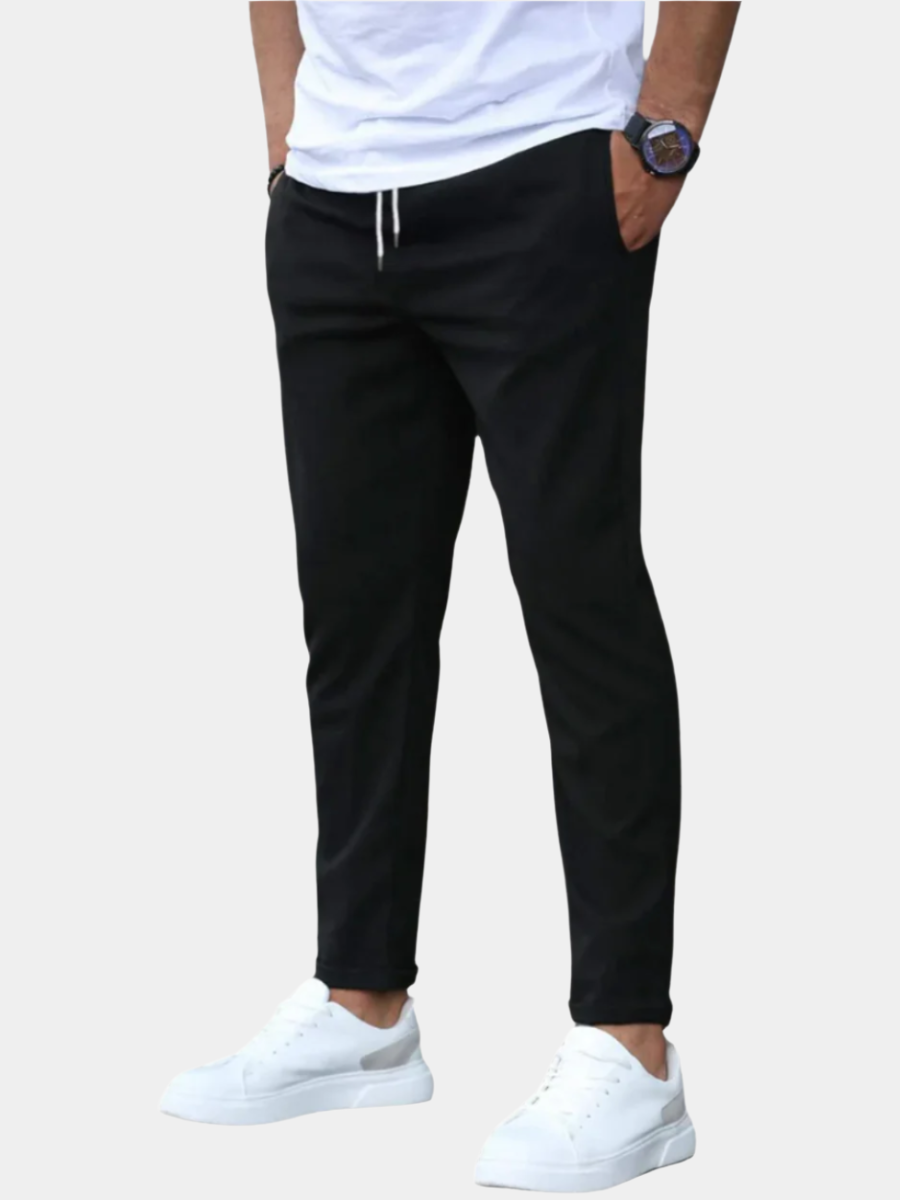 Straight Leg Stretch Cotton Trousers for Men