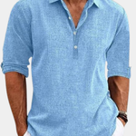 Linen Half-Button Polo Shirt for Men