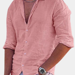 Cotton Linen Button-Down Shirt for Men