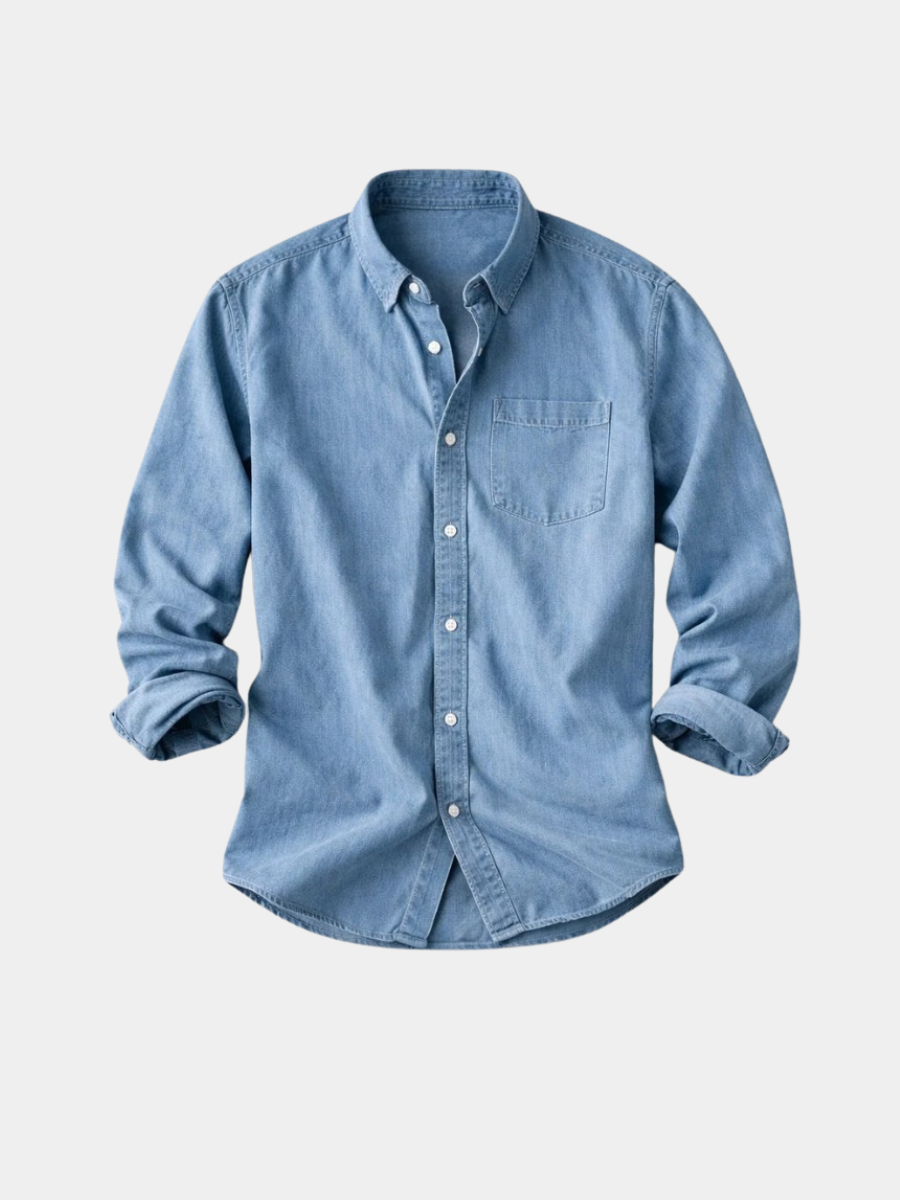 Button-Down Denim Overshirt for Men