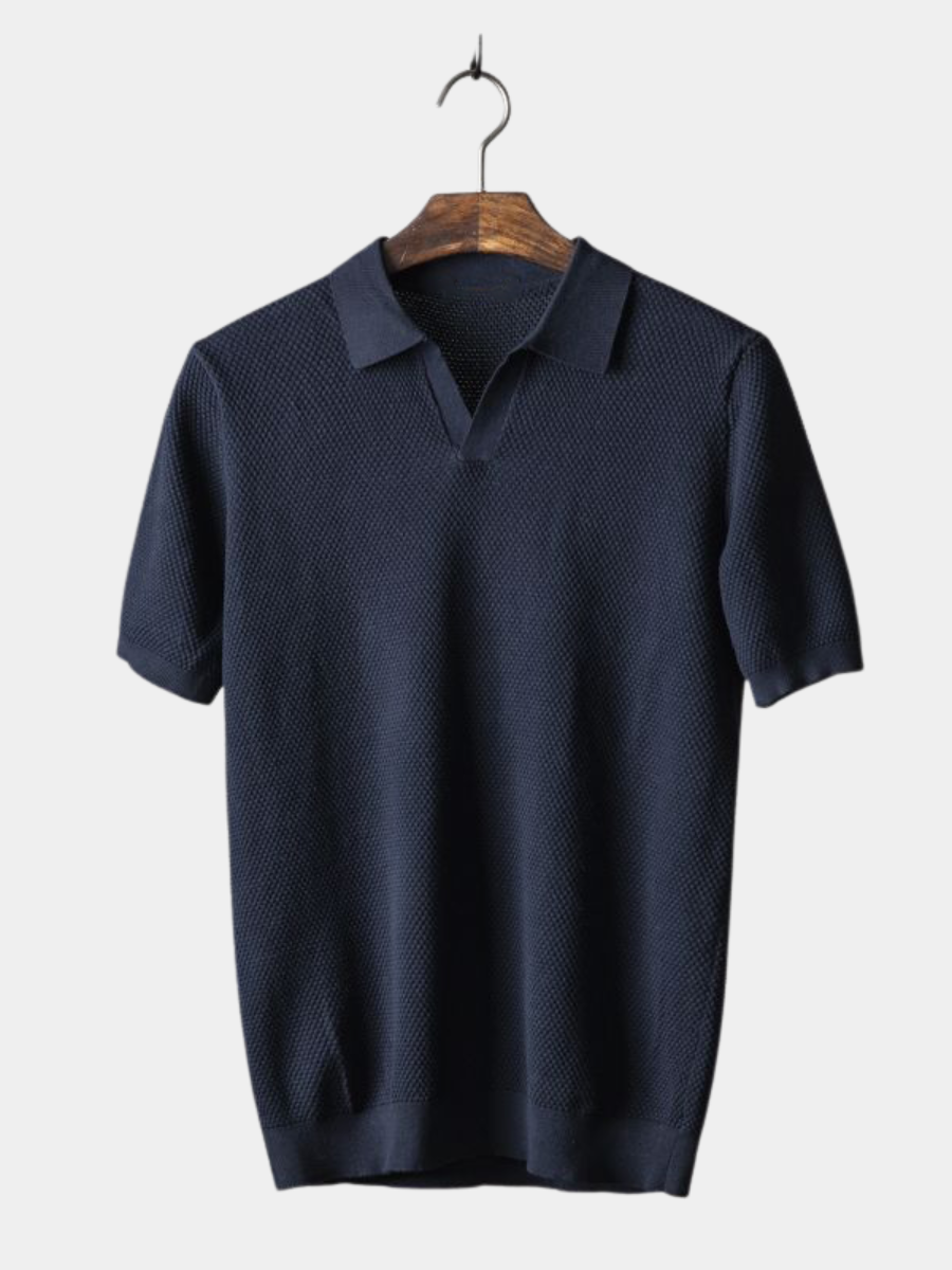 Short Sleeve Textured Polo Shirt for Men