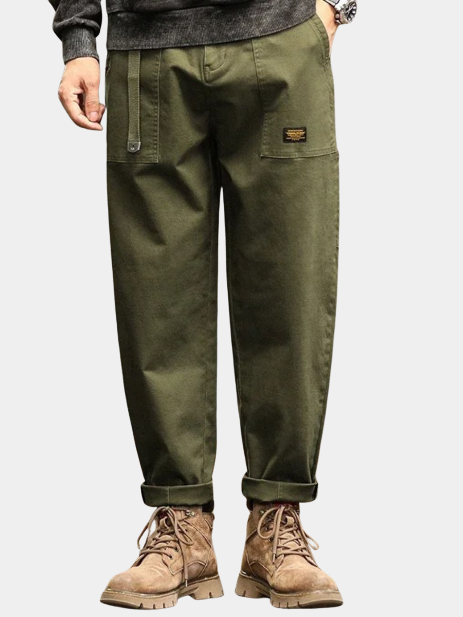 Cotton Cargo Trousers with Welt Pockets for Men