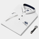 Cotton Blend Button-Up Polo Shirt for Men