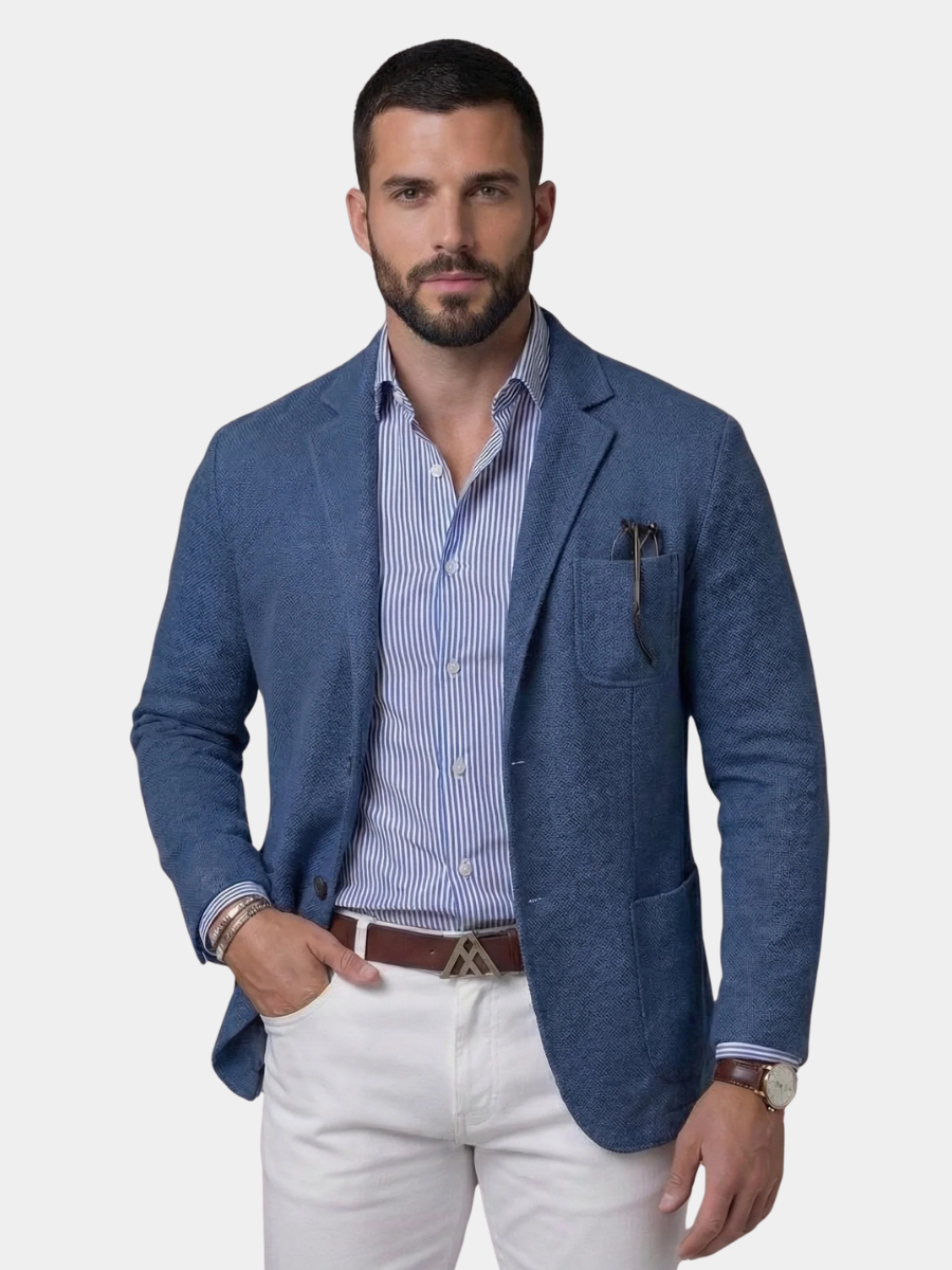Linen Single-Breasted Blazer for Men