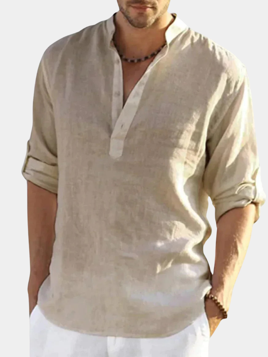 Linen Henley Shirt for Men