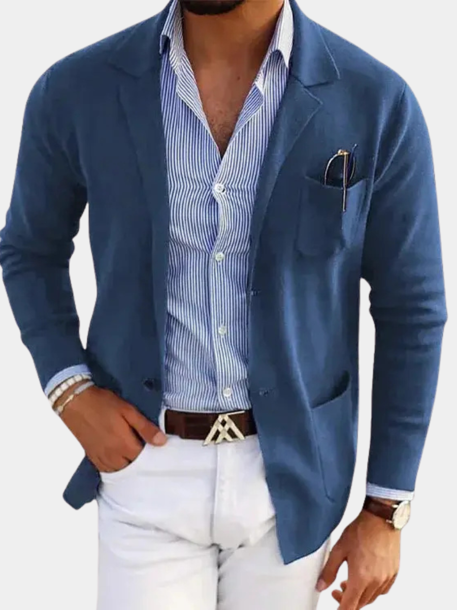 Ribbed Knit Lapel Blazer for Men