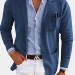Ribbed Knit Lapel Blazer for Men