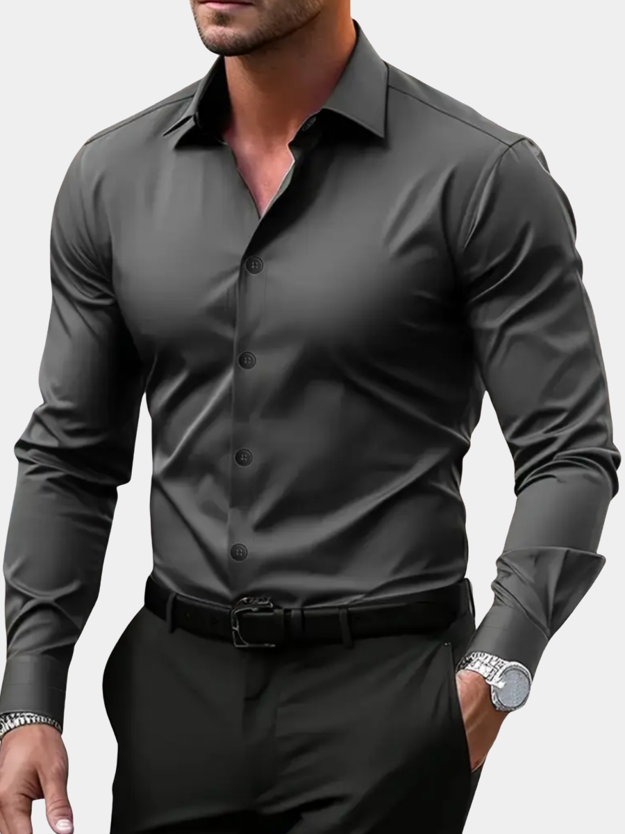 Long Sleeve Notched Collar Shirt for Men
