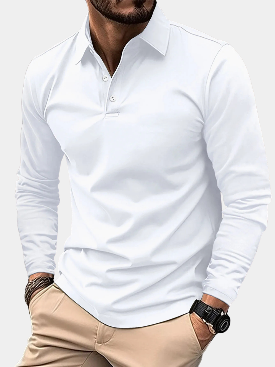 Long Sleeve Collared Polo Shirt for Men