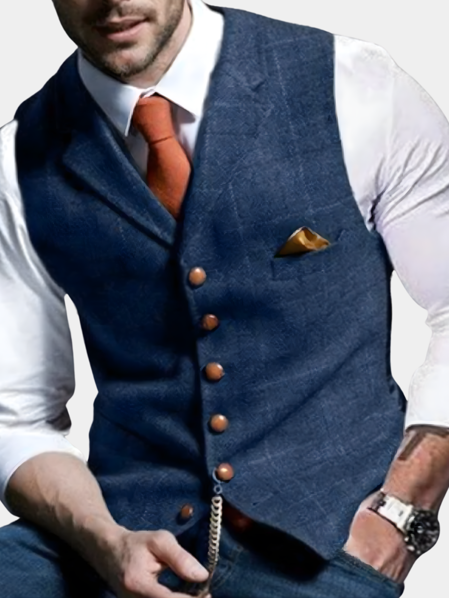 Double-Breasted Slim Fit Waistcoat for Men