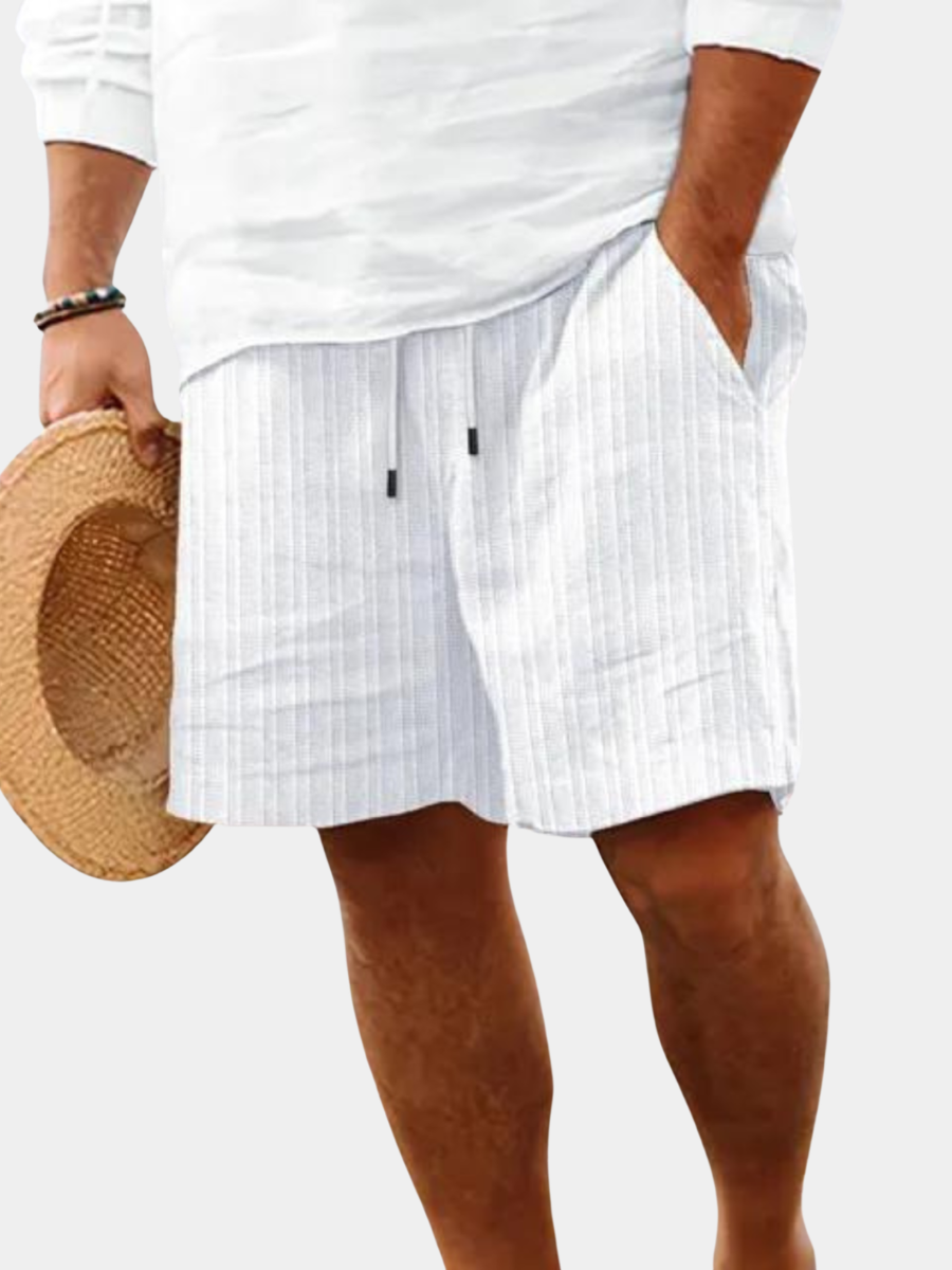 Pinstriped Elastic Waist Shorts for Men