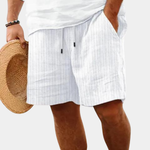 Pinstriped Elastic Waist Shorts for Men