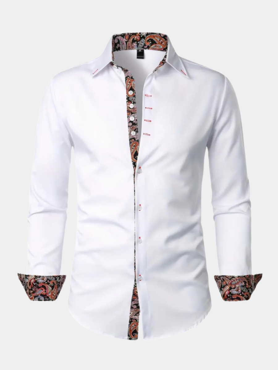 Slim Fit Paisley Button-Down Shirt for Men