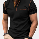 Short Sleeve Polo Shirt with Chest Pocket for Men
