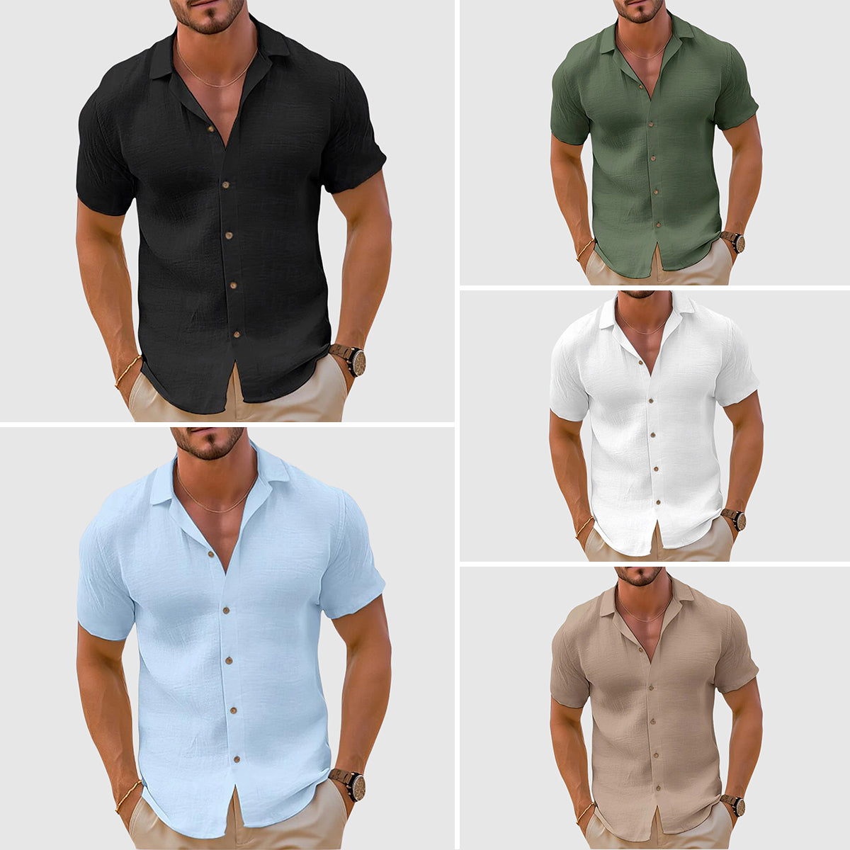 Short Sleeve Relaxed Collar Shirt for Men