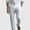 Pleated Straight Leg Linen Trousers for Men