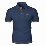 Ribbed Knit Polo Shirt with Contrast Trim for Men