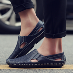 Perforated Leather Slip-On Loafers for Men