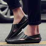 Perforated Leather Slip-On Loafers for Men