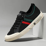 Lace-Up Striped Canvas Trainers for Men