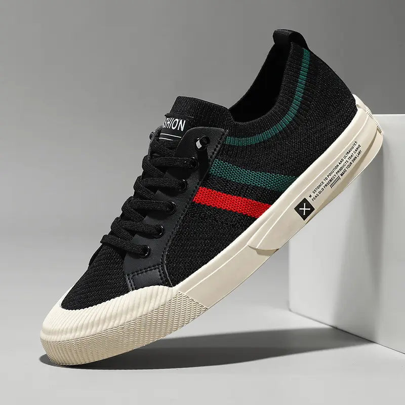 Lace-Up Striped Canvas Trainers for Men
