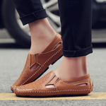 Perforated Leather Slip-On Loafers for Men