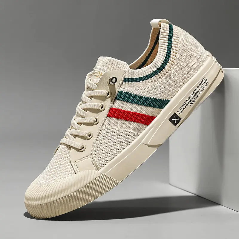 Lace-Up Striped Canvas Trainers for Men