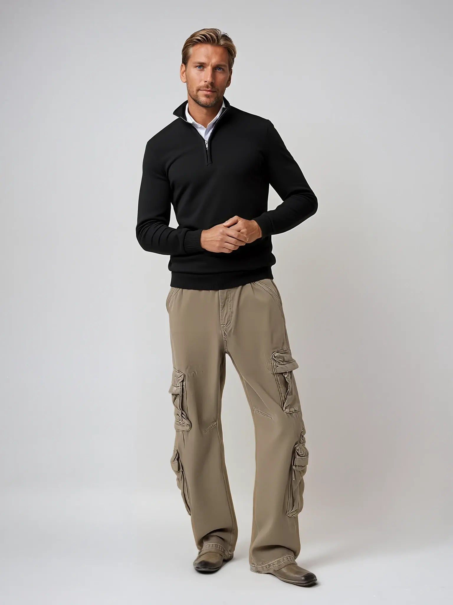 Half-Zip Crew Neck Jumper for Men