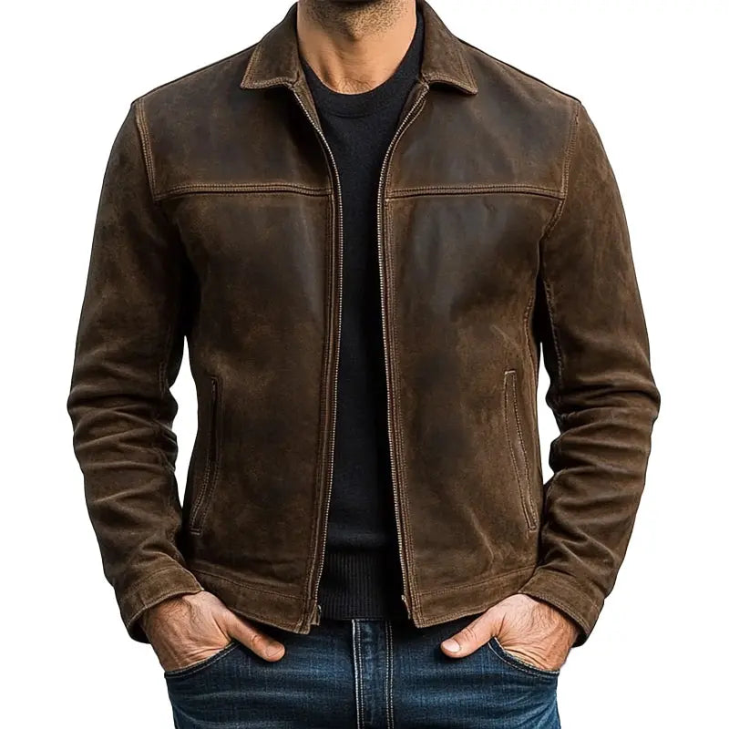 Suede Zip-Up Jacket for Men
