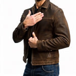 Suede Zip-Up Jacket for Men