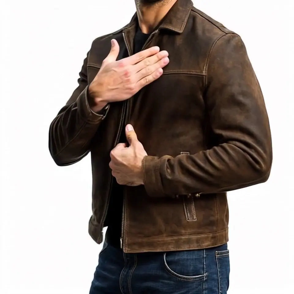 Suede Zip-Up Jacket for Men