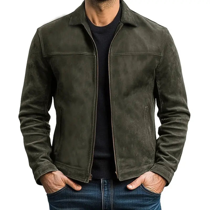 Suede Zip-Up Jacket for Men