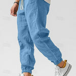 Linen Relaxed Fit Jogger Trousers for Men