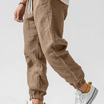 Linen Relaxed Fit Jogger Trousers for Men
