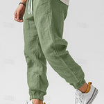 Linen Relaxed Fit Jogger Trousers for Men