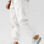 Linen Relaxed Fit Jogger Trousers for Men