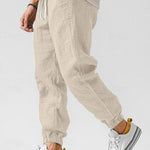 Linen Relaxed Fit Jogger Trousers for Men
