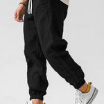 Linen Relaxed Fit Jogger Trousers for Men