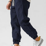 Linen Relaxed Fit Jogger Trousers for Men