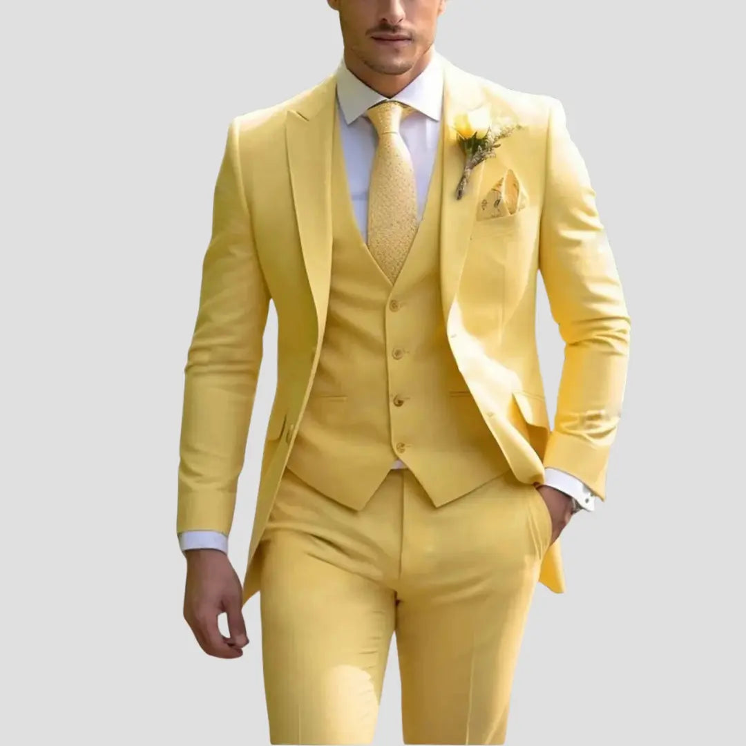 Slim Fit Three-Piece Suit for Men