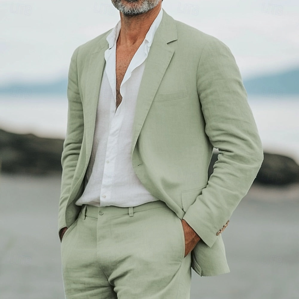 Linen Relaxed Fit Suit Set for Men