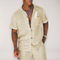 Linen Button-Down Shirt and Trousers Set for Men