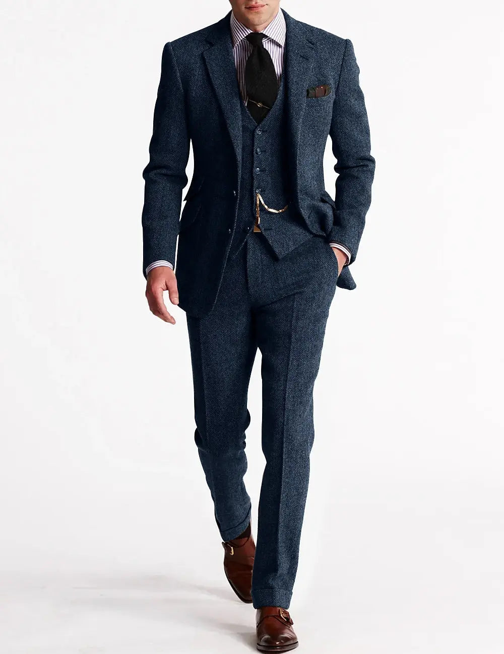 Tweed Three-Piece Tailored Suit for Men