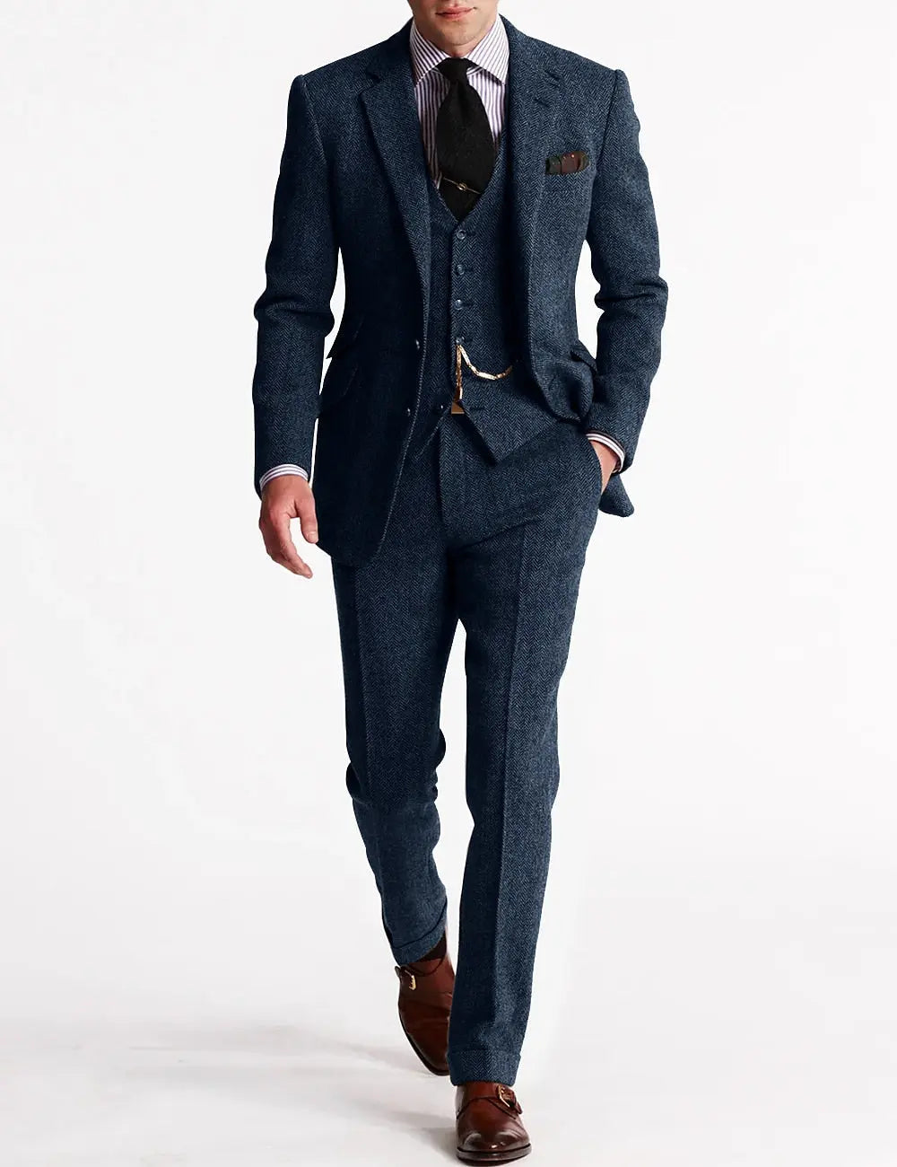 Tweed Three-Piece Tailored Suit for Men