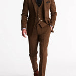 Tweed Three-Piece Tailored Suit for Men