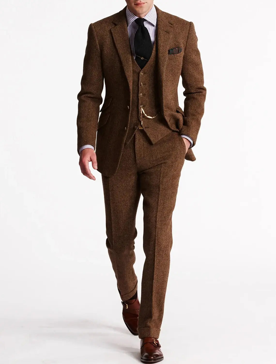 Tweed Three-Piece Tailored Suit for Men