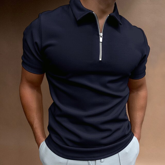 Short Sleeve Zip Polo Shirt for Men