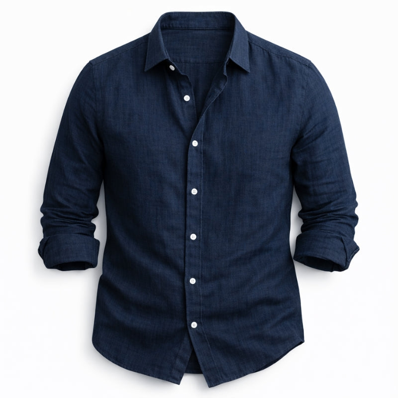 Linen Long Sleeve Collared Shirt for Men