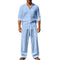 Linen Relaxed Fit Shirt and Straight Leg Trousers Set for Men